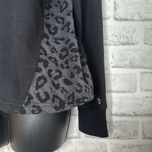 CHAMPION BLACK COLOR BLOCK LONG SLEEVE HOODIE SZ M Medium - Picture 4 of 9